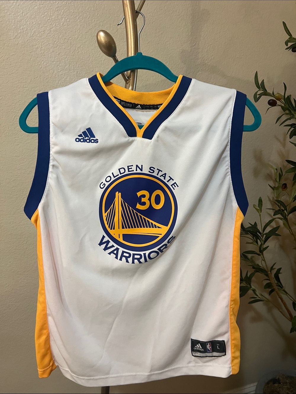 adidas White Blue Yellow Golden State Warriors Tank